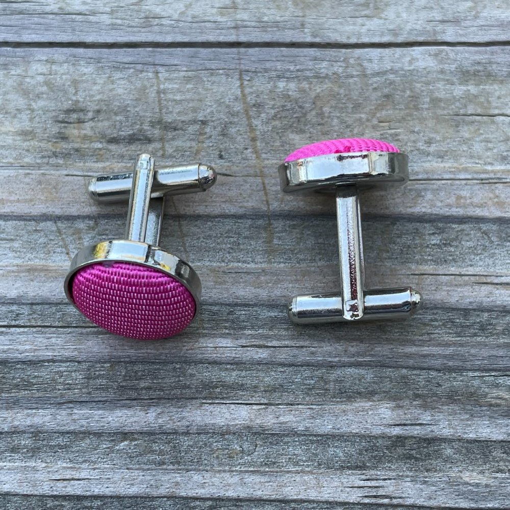 Men Cuff links Pink Silver Tone Jewelry Dress Shirt Fashion Cuff Links Stud New - Picture 5 of 8